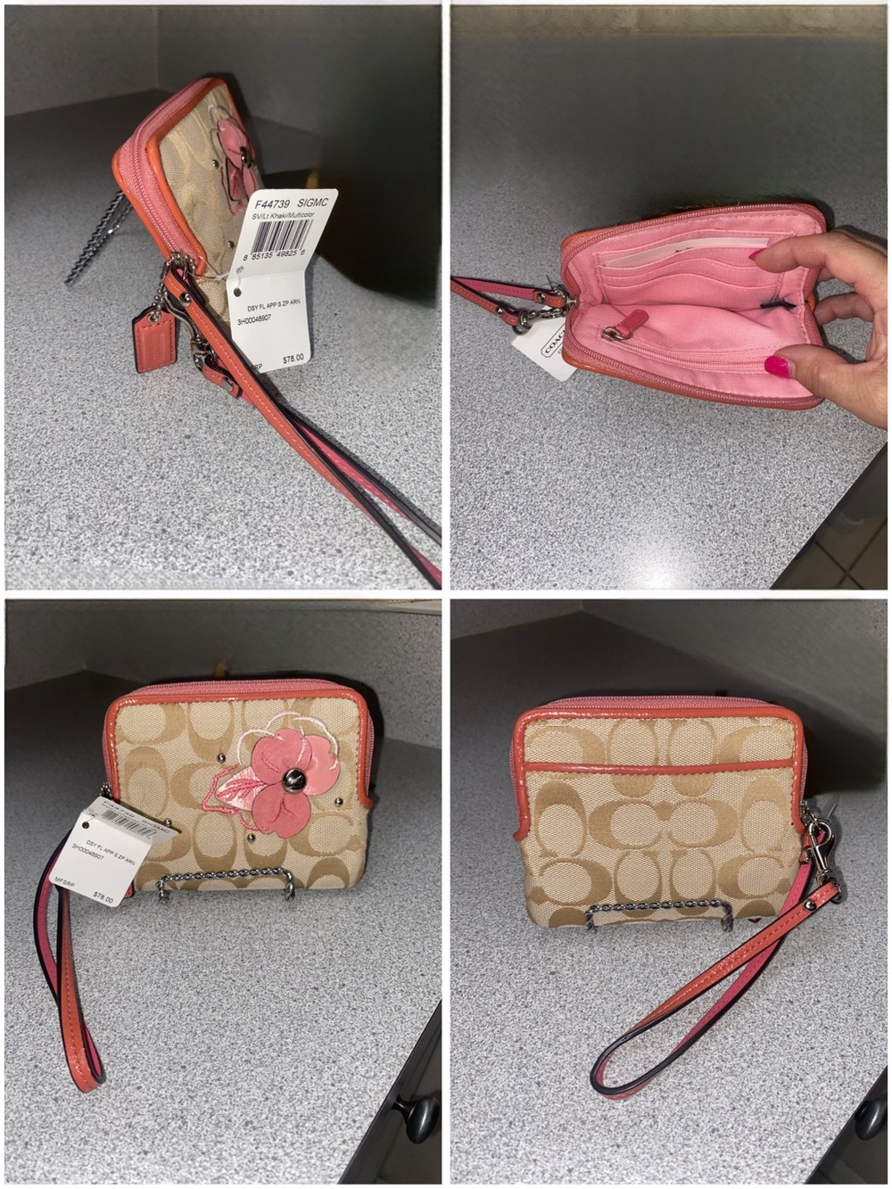 Coach Bleeker Signature Floral Tote Pink Trim Daisy Flower Applique 3 Piece Set - Picture 10 of 15